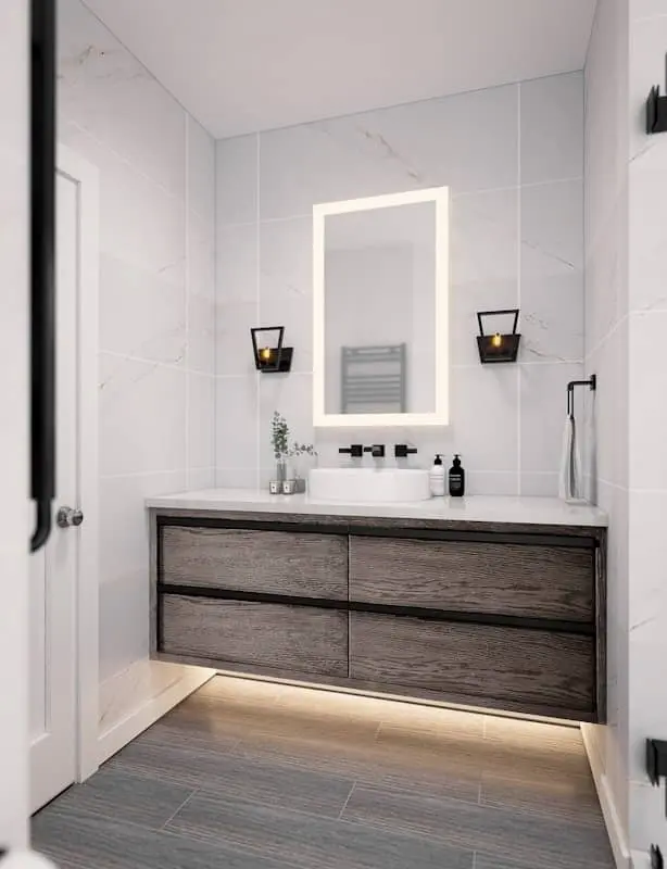 New bathroom installation with modern basin
